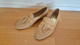 Slipper, beige, leder, 39