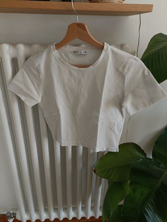 Crop T-shirt blanc Zara - Taille S 