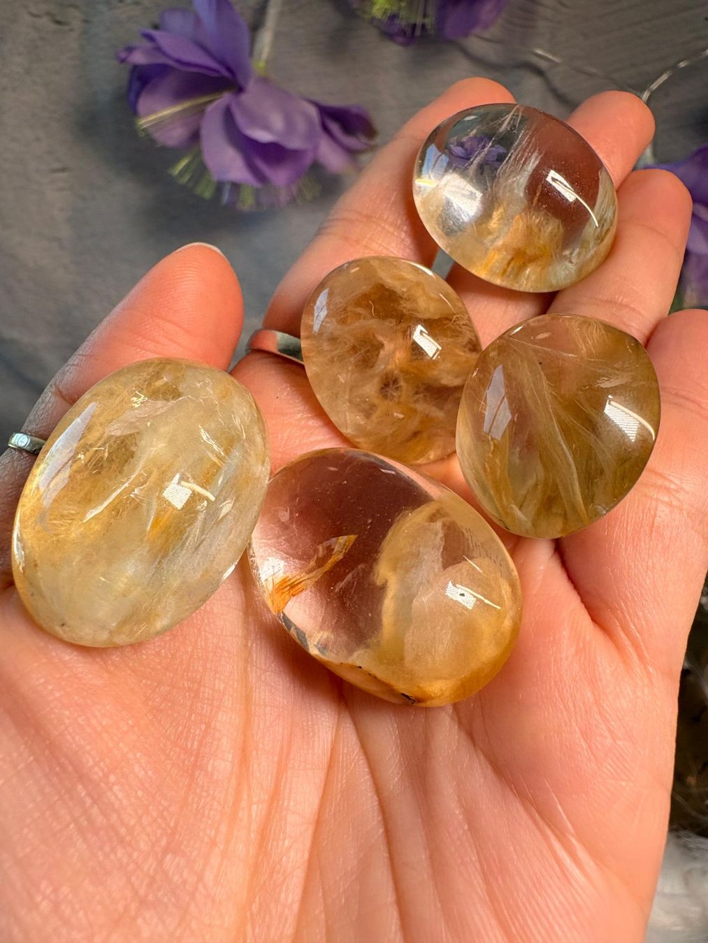 Minerali & Pietre curative: Rutil Cabochons – Set aus 5 – Nuovo (secondo la descrizione) da Neuheim venduto da m.hald