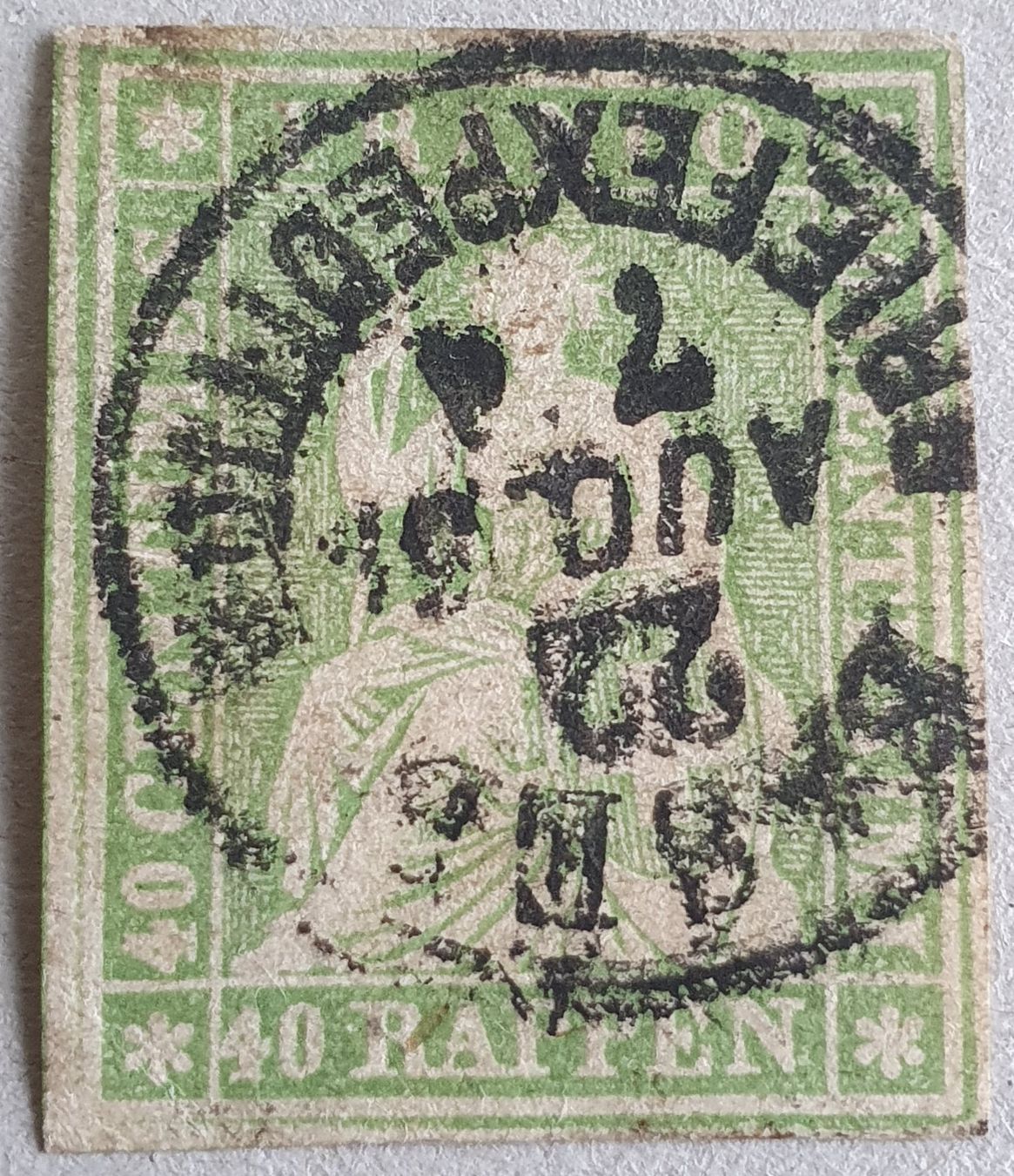 Tutti i francobolli: Strubel 26G Kat. 120.- – Usato da Balgach venduto da SIMEON27