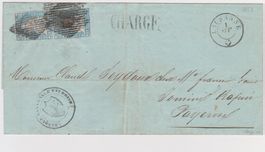 Lettre avec 2 Helvetia assise1856