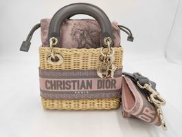 👜 Christian Dior Lady Dior Wicker Mini / Korbtasche – Rosa
