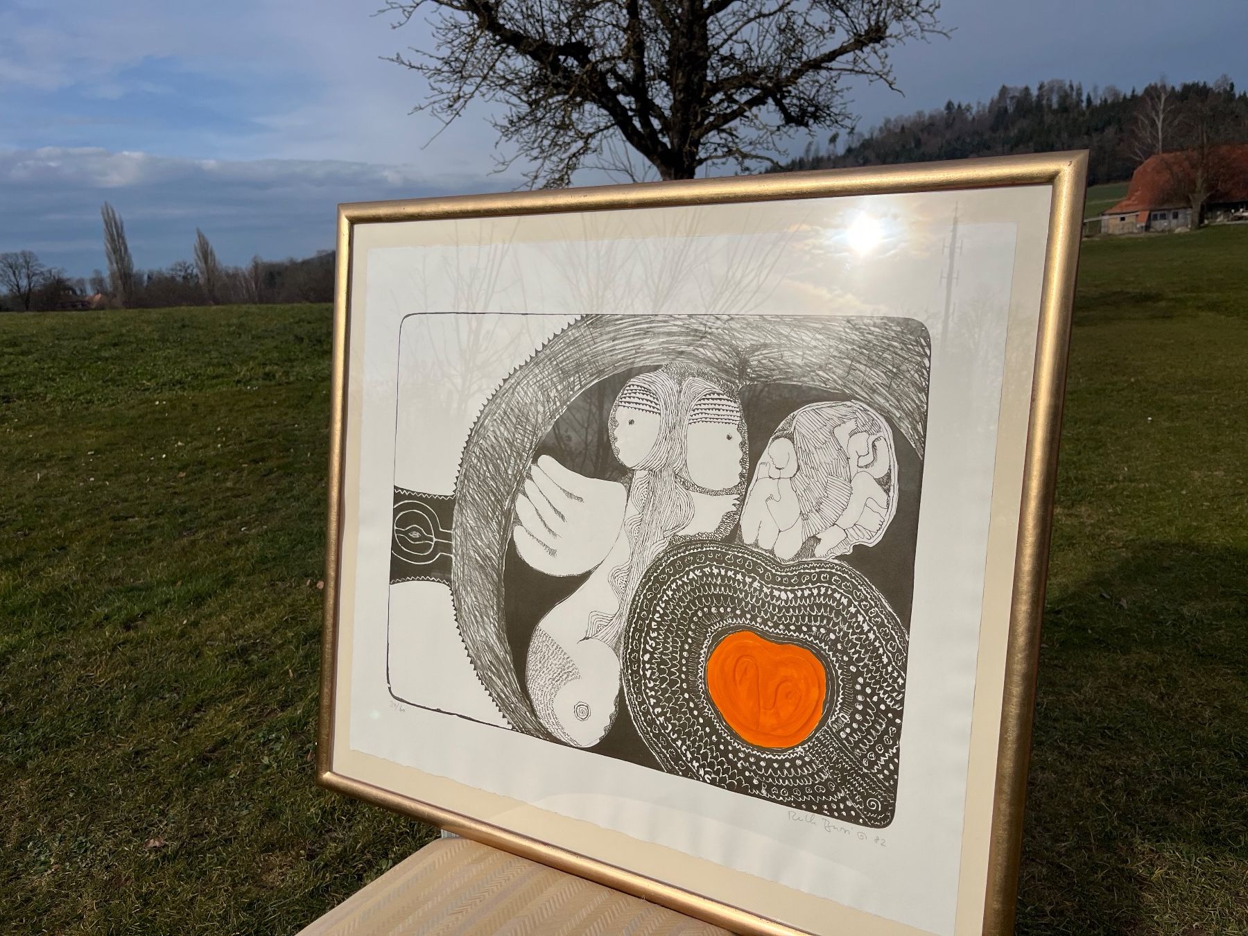 Grafica & Litografie: Bild mit Rahmen Ruth Burri 34/ 60 – Usato da Allmendingen b. BE venduto da juair