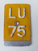 Velonummer LU 75 Mofanummer gelb Plaque Mofa