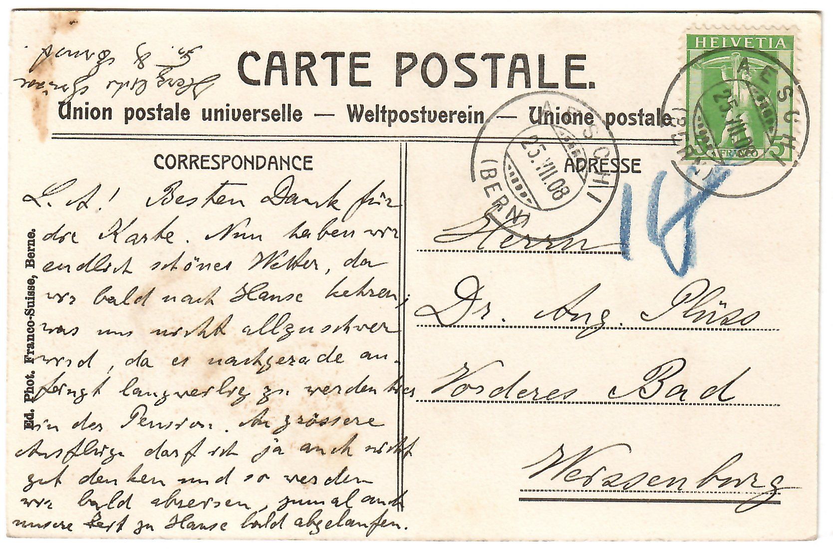 Cartoline postali: Ansichtskarte  Aeschi – Usato da Kerns venduto da etma3 1