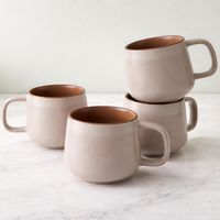 Kaffeetassen 4er Set 340 ml Steinzeug Keramik Rosensand