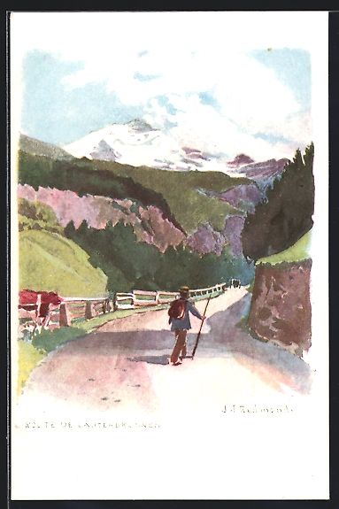 Ansichtskarten: Lauterbrunnen, Wanderer auf der Strasse – Gebraucht aus Berlin von bartko-reher