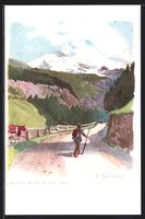 Lauterbrunnen, Wanderer auf der Strasse