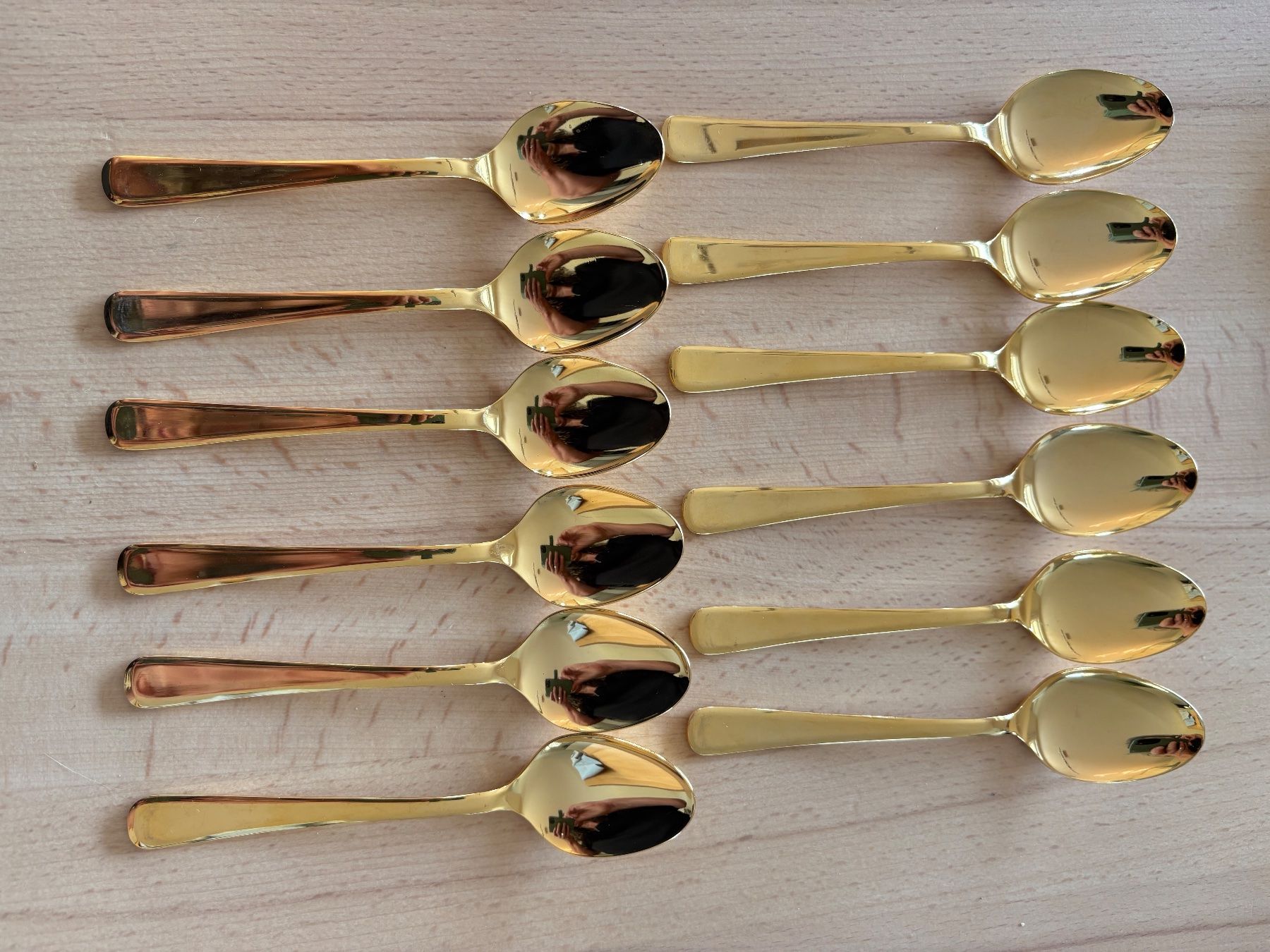 Löffel: 12 Kaffeelöffel goldfarbig, gebraucht – Gebraucht aus Lausen von Baderwes