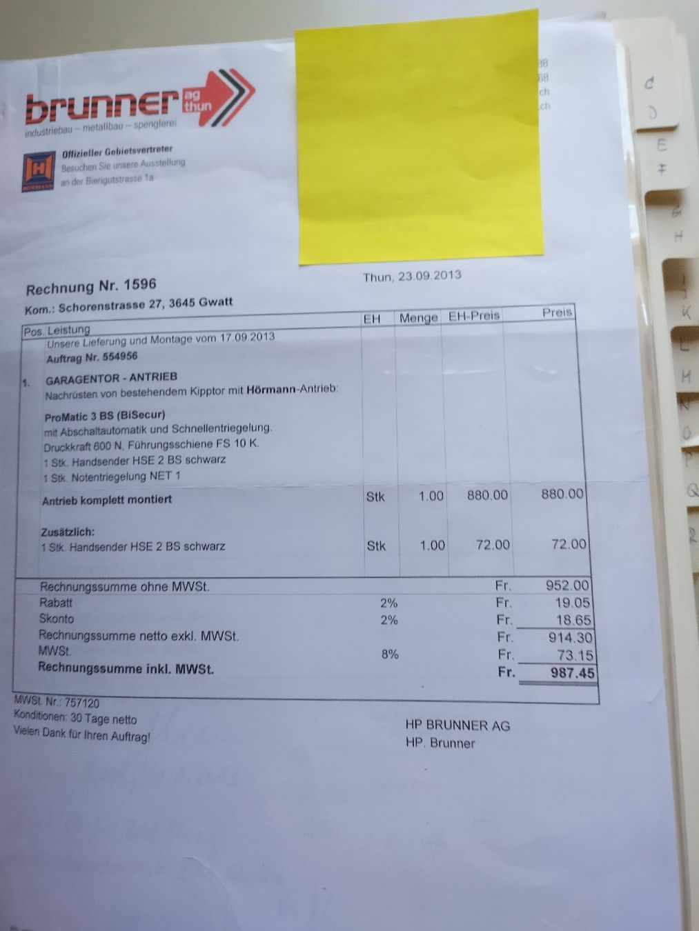 Hörmann Sonstiges Elektromaterial: Garagentor-Antrieb – Gebraucht aus Gwatt (Thun) von heinz1102 3