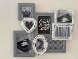 Bilderrahmen Set Holz grau weiss Vintage Stil 51x58x3 cm