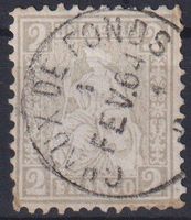 Sitzende Helvetia 2Rp, V-O ++LA CHAUX-DE-FONDS+++++