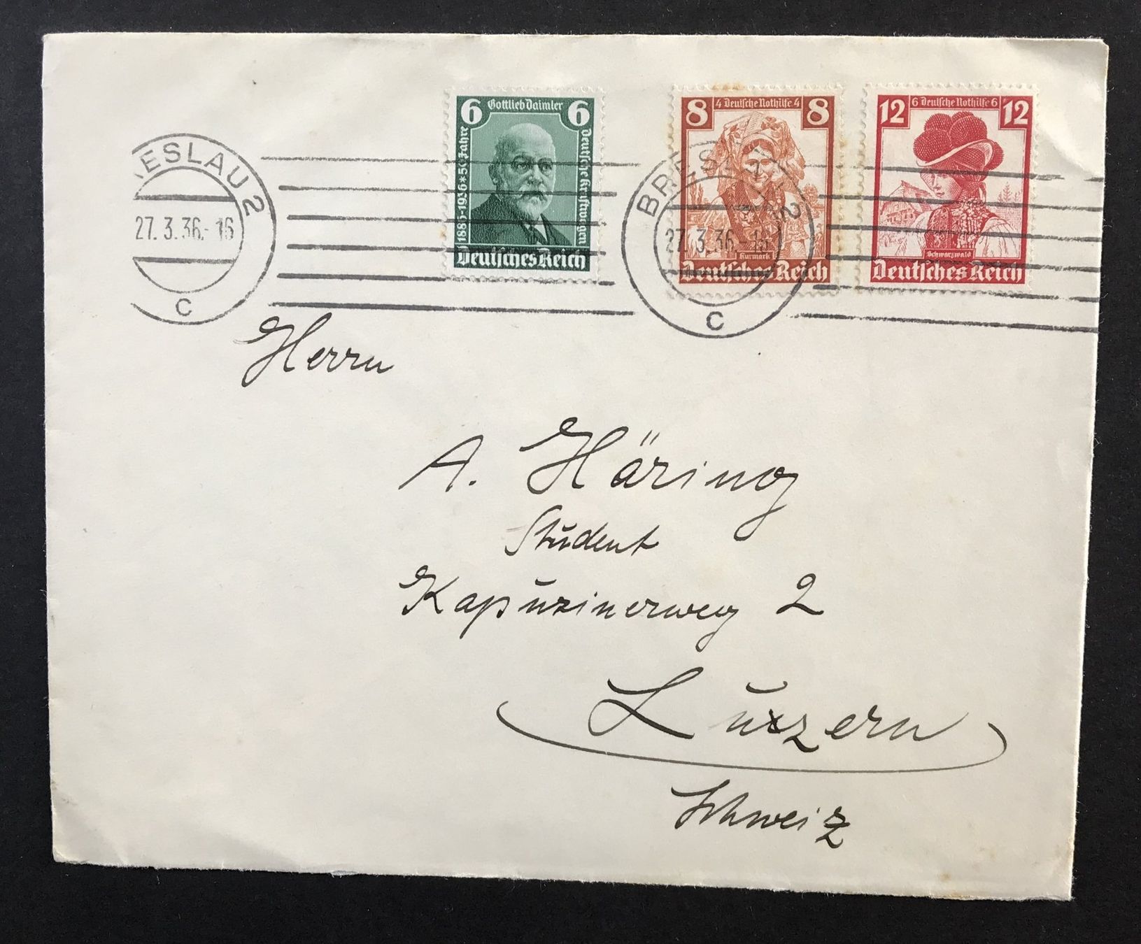 Alle Briefmarken: ALTER BRIEFUMSCHLAG DEUTSCHES REICH 1936 – Gebraucht aus Ostermundigen von wini63