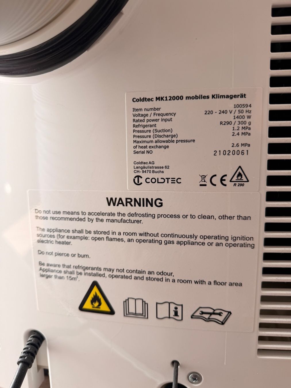 Condizionatori: Klimagerät coldtec MK12000 – Usato da Landschlacht venduto da Philipp_01 3