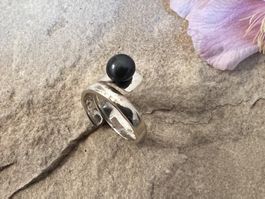 Designer Ring m dunkler Süsswasser Perle G 57 Sterling 925