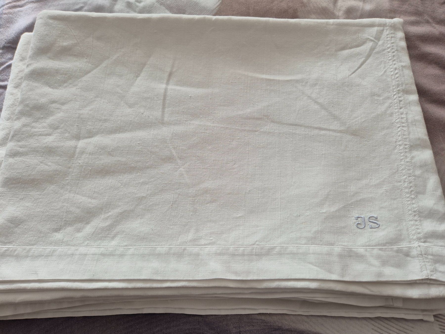Biancheria da letto: Vintage Leinen Bettwäsche Set, Initialen JS, 240x172 cm – Usato da Bern venduto da aronari 2