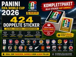 Panini WM 2026 – 424 doppelte Sticker Komplettpaket