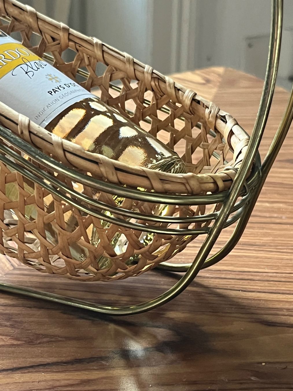 Portabottiglie: Mid Century Design Flaschenhalter Weinständer mit Geflecht – Usato da Basel venduto da Smermor 5