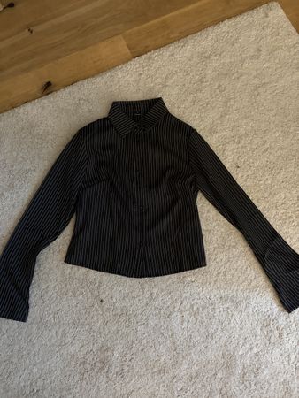 Damen Bluse gestreift schwarz  