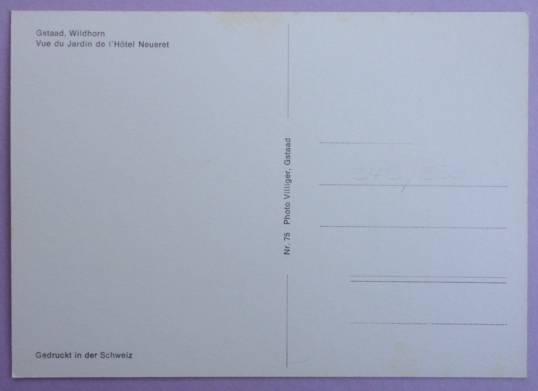 Cartoline postali: Gstaad, Wildhorn – Usato da Fétigny venduto da Billy2miny 1