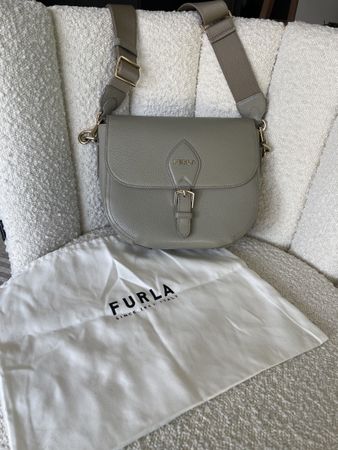 Furla Saddle Crossbody Bag: Taupe/Grey