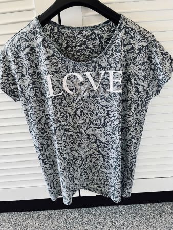 Damen T-Shirt bedruckt mit Schriftzug LOVE Grösse S 38-40