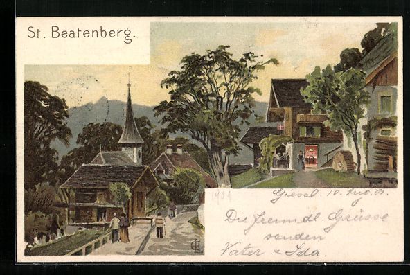 Ansichtskarten: Litho St. Beatenberg, Strassenpartie im  – Gebraucht aus Berlin von bartko-reher