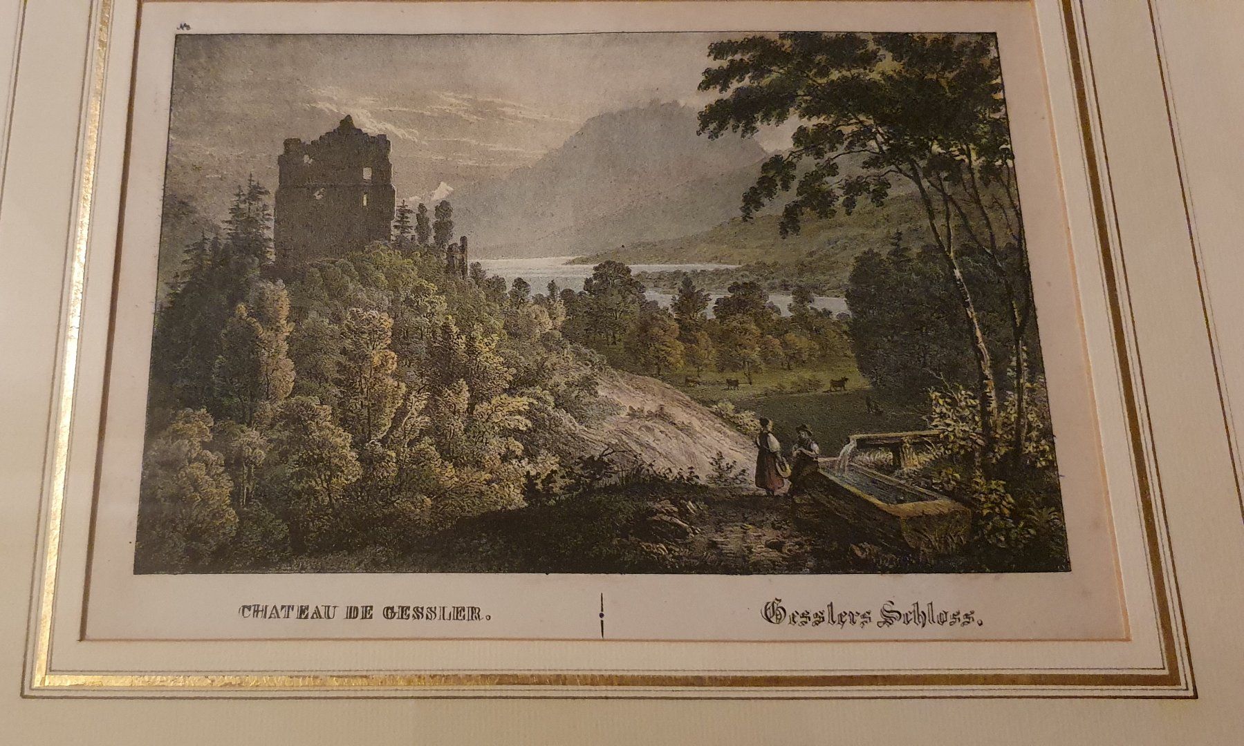 Grafiken & Lithographien: Bild - kolorierte Lithographie Gesslers Schloss – Gebraucht aus Kreuzlingen von Rschweiz1 2