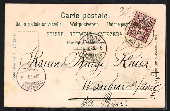 Cartoline postali: Litho Aarau, Blick aus dem Stadthöfli,  – Usato da Berlin venduto da bartko-reher 1