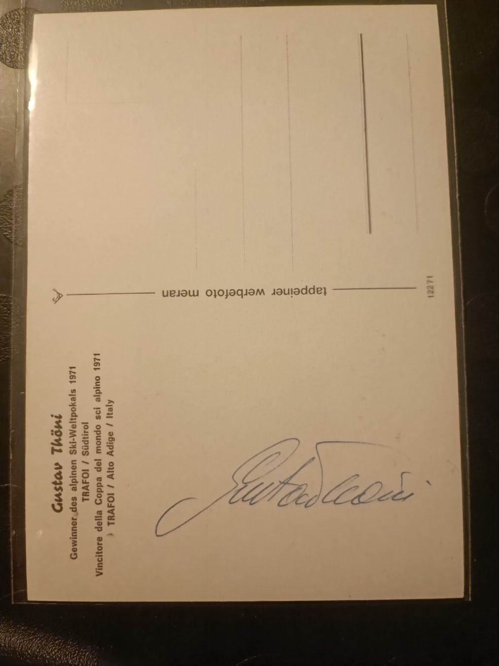 Autografi: Gustav Thöni - handsignierte alte Karte – Usato da Menziken venduto da Artographs 1