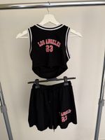 Los Angeles 23 Set, Top und Shorts, Schwarz, Grösse S