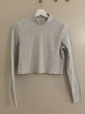 H&M Crop Top Rollkragen Grau Gr. L - Herbst/Winter