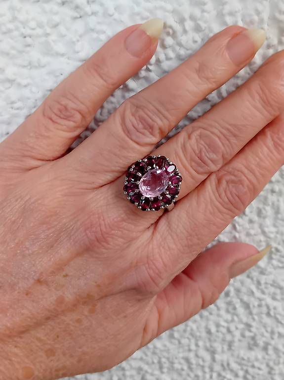 Anelli: Ring mit Kunzitquarz und Rhodolith Silber – Usato da Stans venduto da wer_fd5f 1