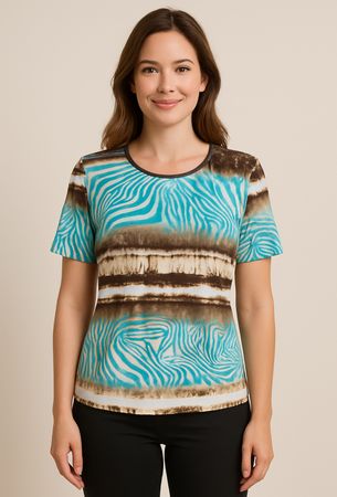 Shirt Zebra Muster Gr. S hellblau braun extravagant kl stern