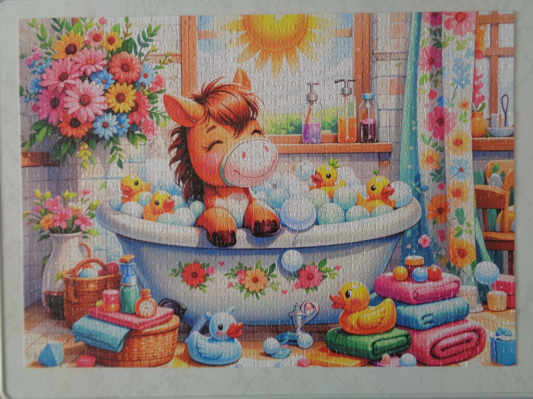 Puzzles: Puzzle 1000 Teile Pferdchen in Badewanne – Gebraucht aus Dietikon von chroetli77 1