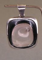 Anhänger 800 Silber mit Rosenquarz Stein  um 1965