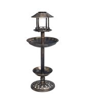 Deko Vogelbad mit Solarbetriebenen LED-Leuchten Kunststoff