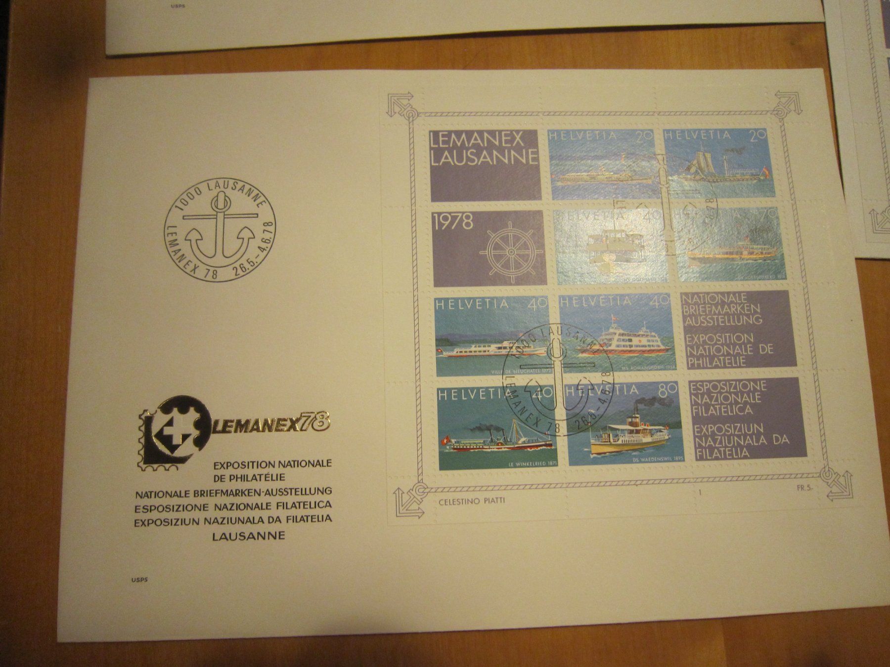 Tutti i francobolli: CH 1978 FDC Lemanex Block verschiedene Stempel – Usato da Gordola venduto da Polentaefung 2
