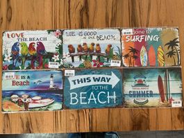 Blechschild / Vintage / Surfen / Beach / Strand