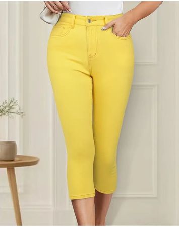 NEUE tolle Stretch Sommerjeans uni gelb Gr. XS - 225307