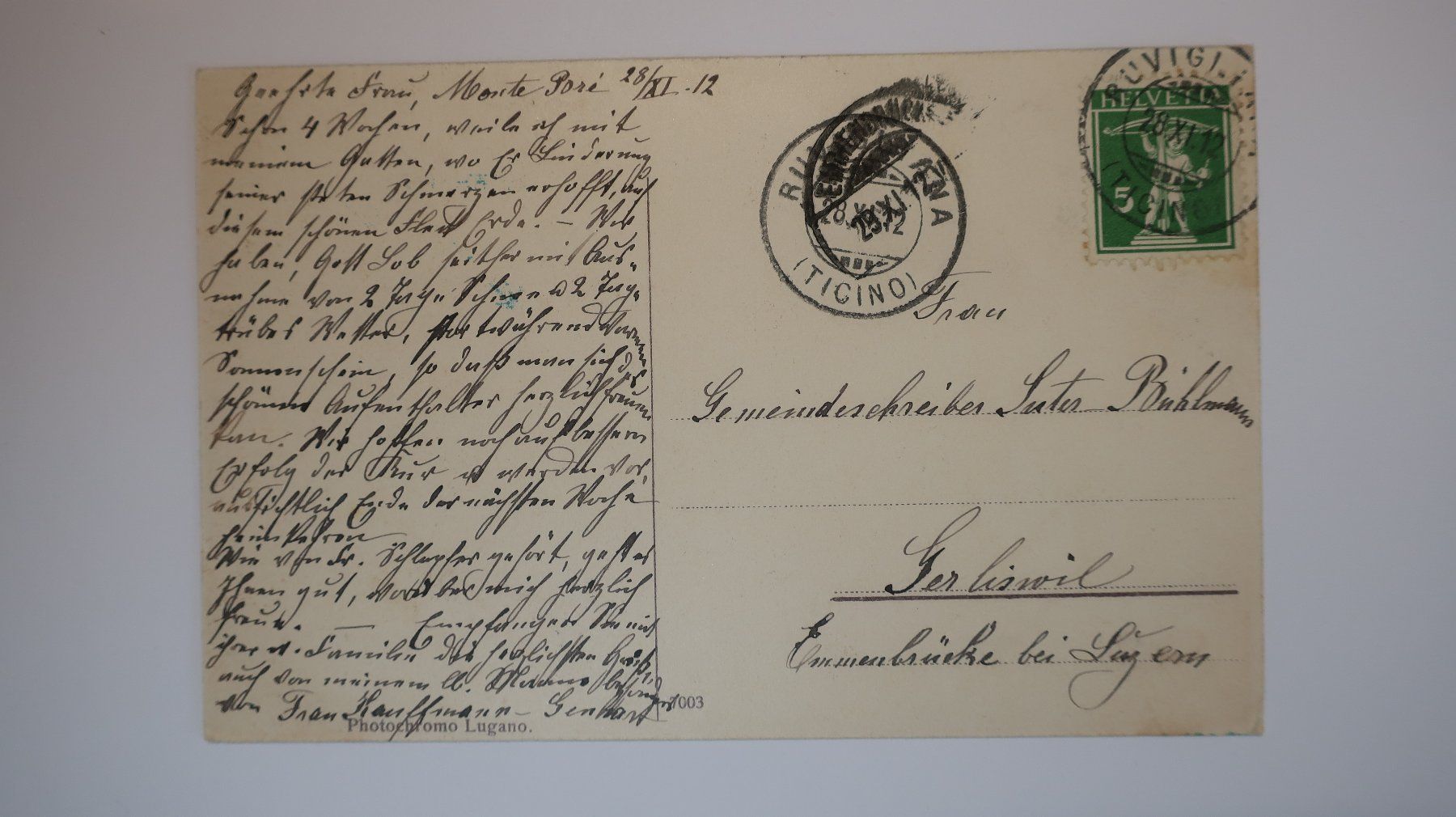 Cartes postales: Lugano e Monte Bré  1912 – D'occasion à Cormoret par Pascalll2001 2