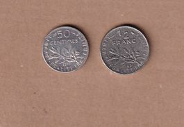 pièce de 50 ct France 1917 (argent) et 1965