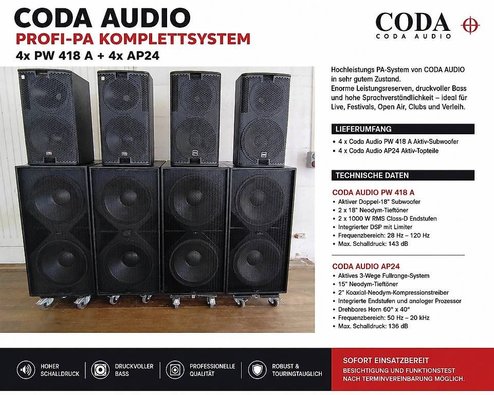 Casse acustiche: Coda Audio P.A. – Usato da Schlieren venduto da Basscenter