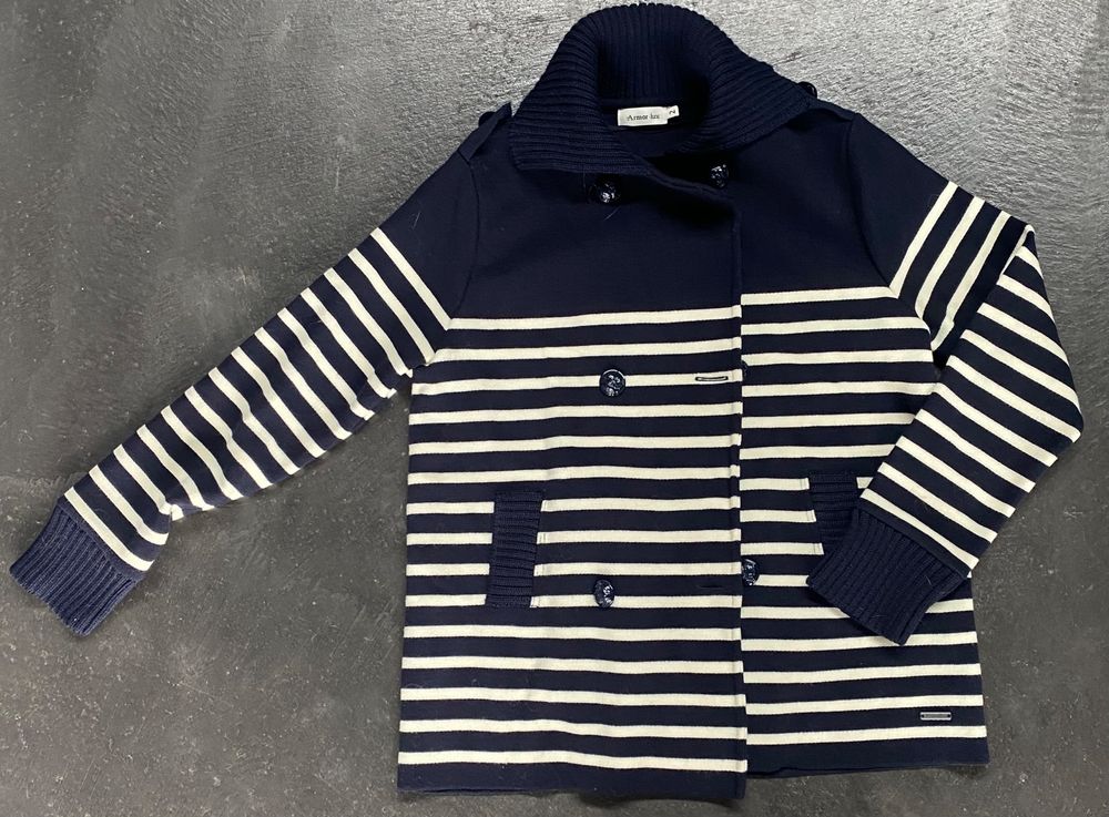 Armor Lux Baby Strickjacke K1087 – Unisex, Mit Kapuze & Reißverschluss, Aus 50% Wolle
