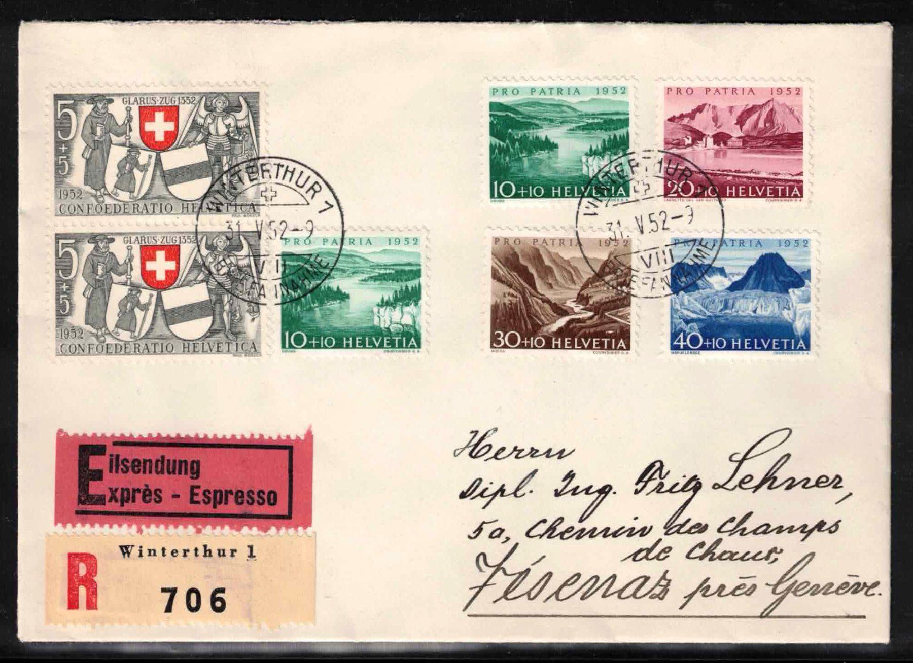 Tutti i francobolli: 1952 Pro Patria auf Express - FDC, gestempelt "31.V.52" – Nuovo (secondo la descrizione) da Nuglar venduto da Stamp88