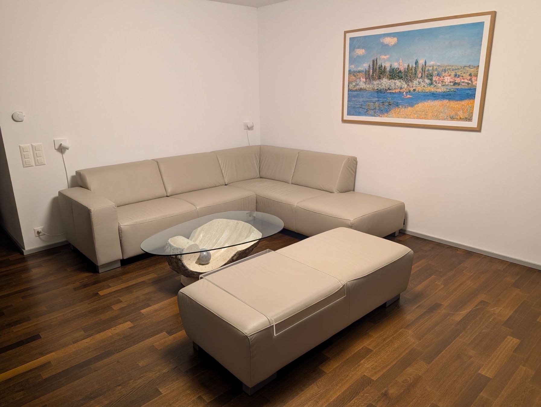 Micasa Divani: Echtleder Ecksofa MICASA mit Hocker, grau - Top Zustand! – Usato da Uetikon am See venduto da transsonic2 1