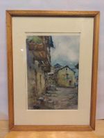 Peinture Aquarelle village de montagne 