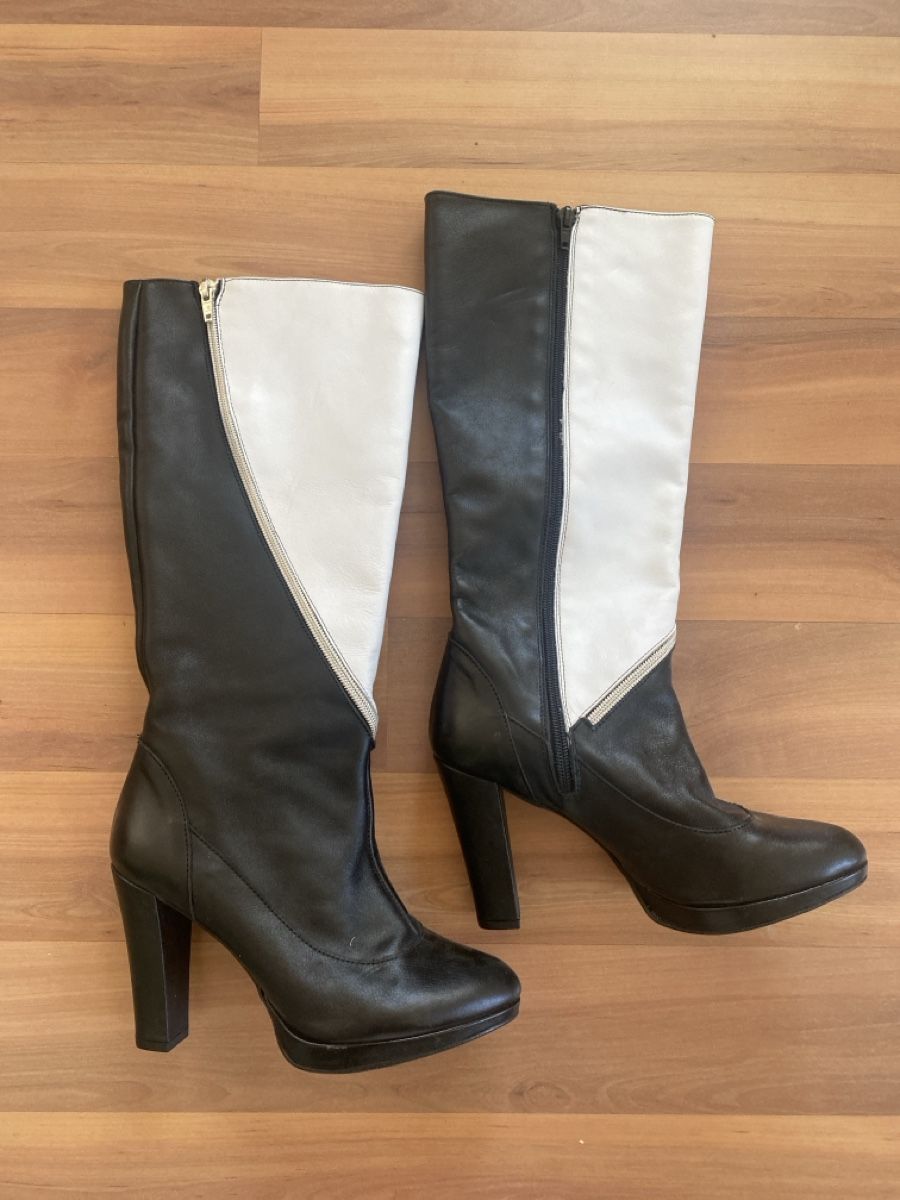 Scarpe da donna: Schwarzweisse Lederstiefel Grösse 38 – Usato da Schmitten FR venduto da noa_vm8b