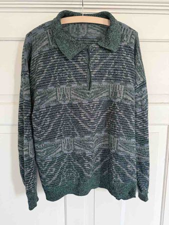 Pullover  Taille M Vert Motif Géométrique