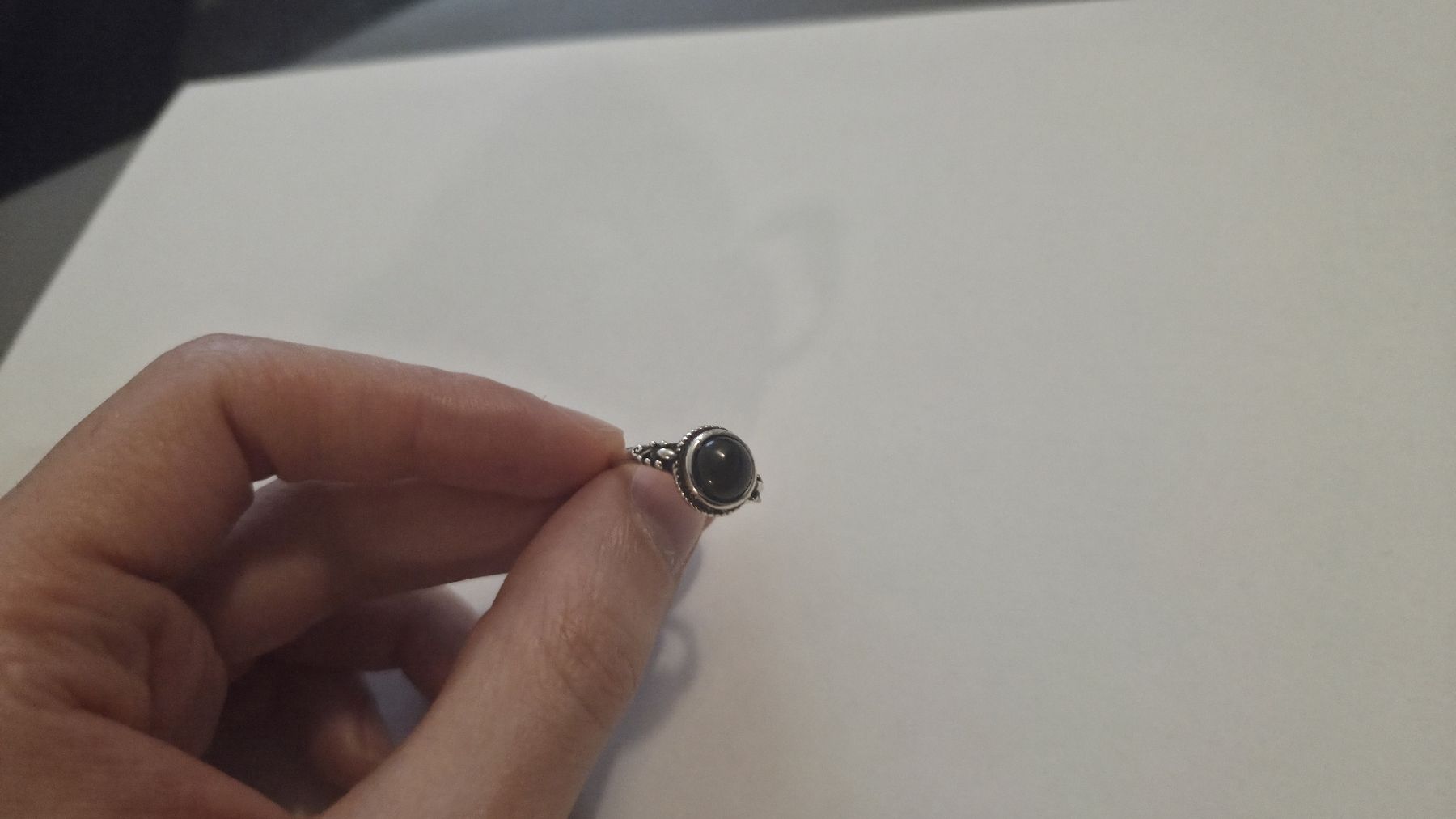 Anelli: Bague argent 925 52 pierre naturel obsidienne oeil céleste  – Usato da Neuchâtel venduto da Atashi_dayo